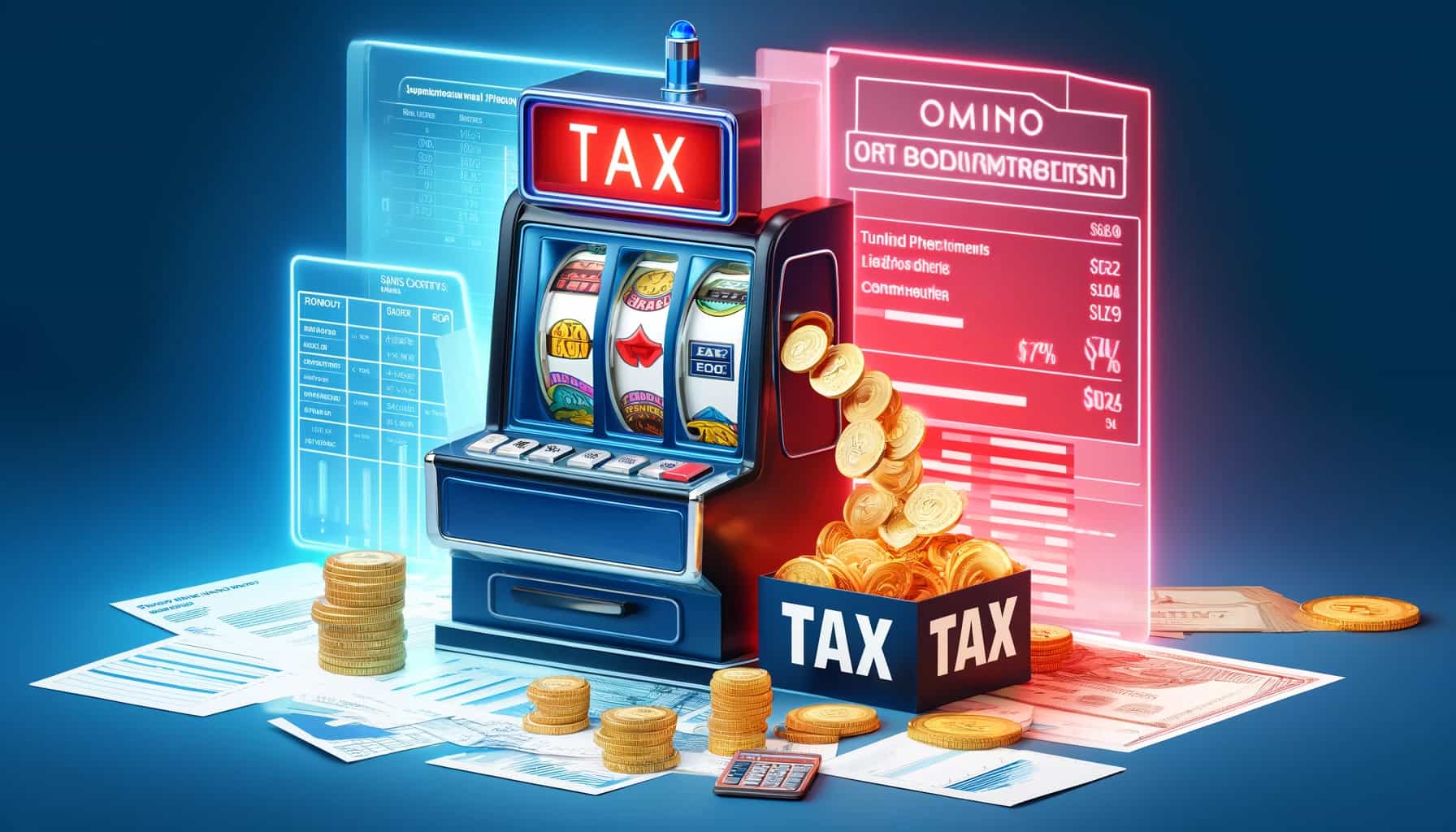 Slot machine with taxes on profits