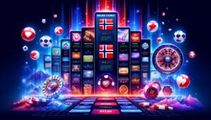 A screen displaying norwegian online casinos with flags