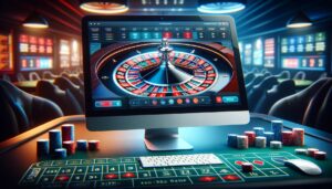 roulette wheel on a computer screen with online casino