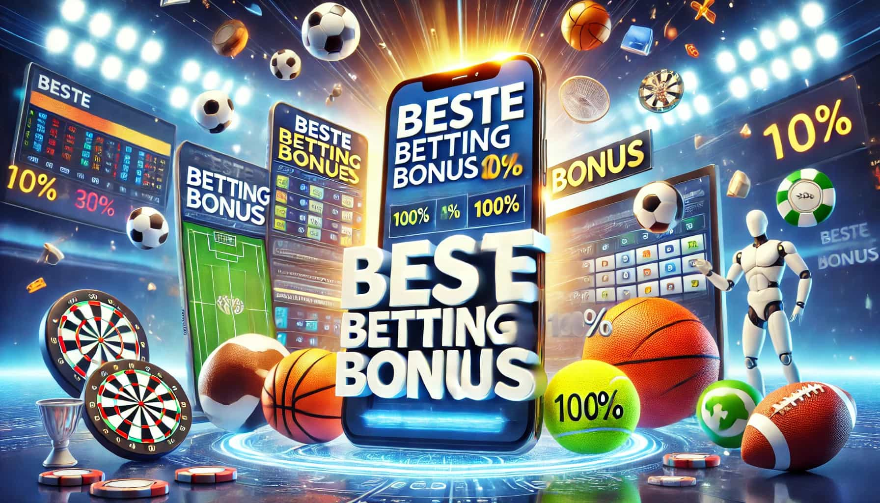 betting bonus på mobil med ulike tilbud i bakgrunnen