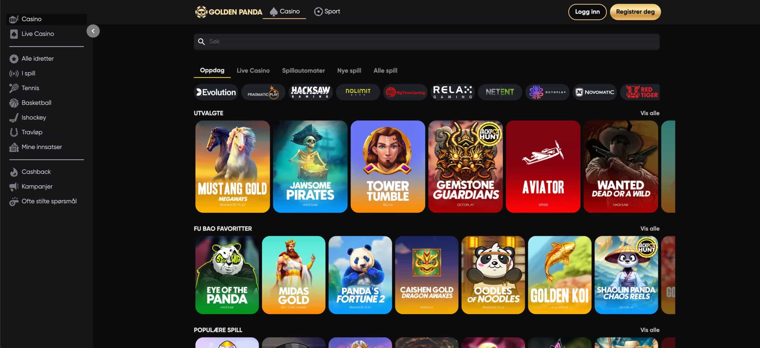 golden panda casino med velkomstbonus og spilleautomater