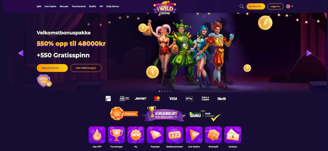 iwild casino norge md oversikt over bonus