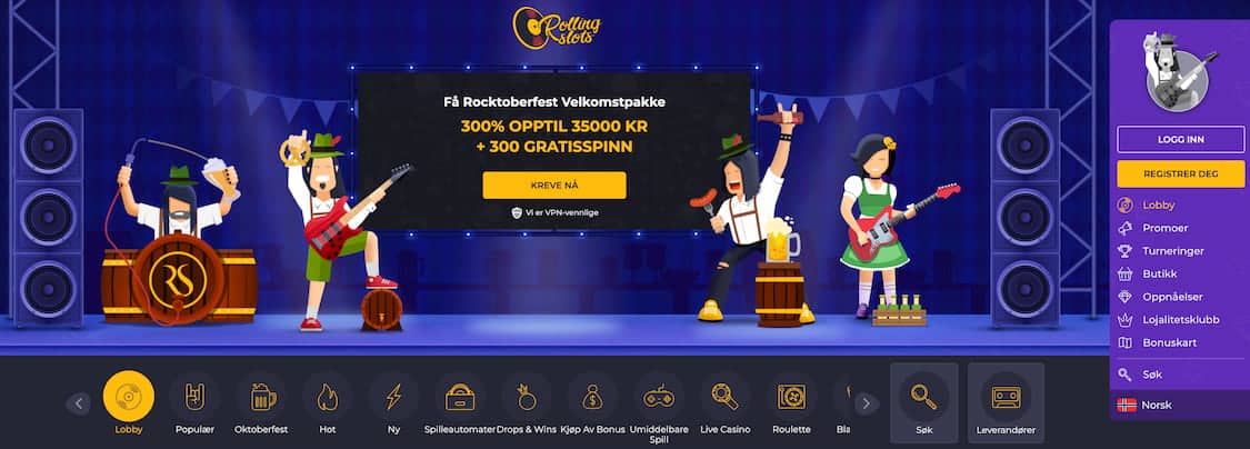 rolling slots casino med velkomstbonus